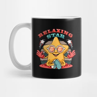 Retaxing Star, a cute star character who meditates Mug